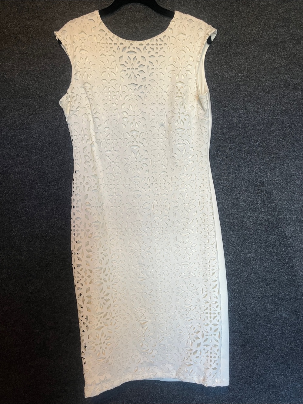 Enfocus Studio White Laser-Cut Midi Sheath Dress